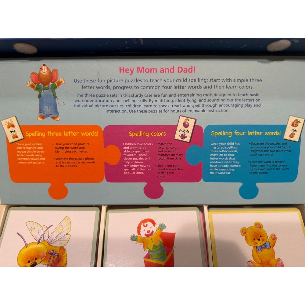Spicebox I Can Spell Educational Puzzle Set Kids Learning 3 & 4 Letter Words - Picture 2 of 10